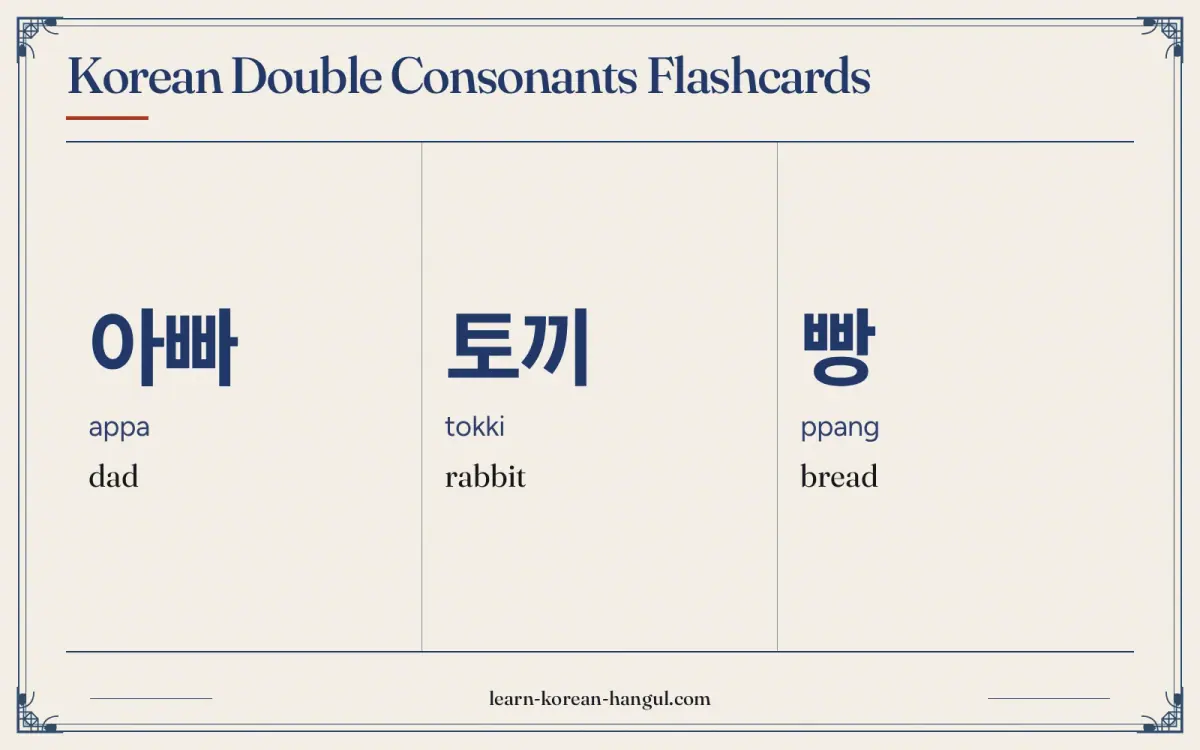 아빠 · appa · dad · Korean Double Consonants Flashcards