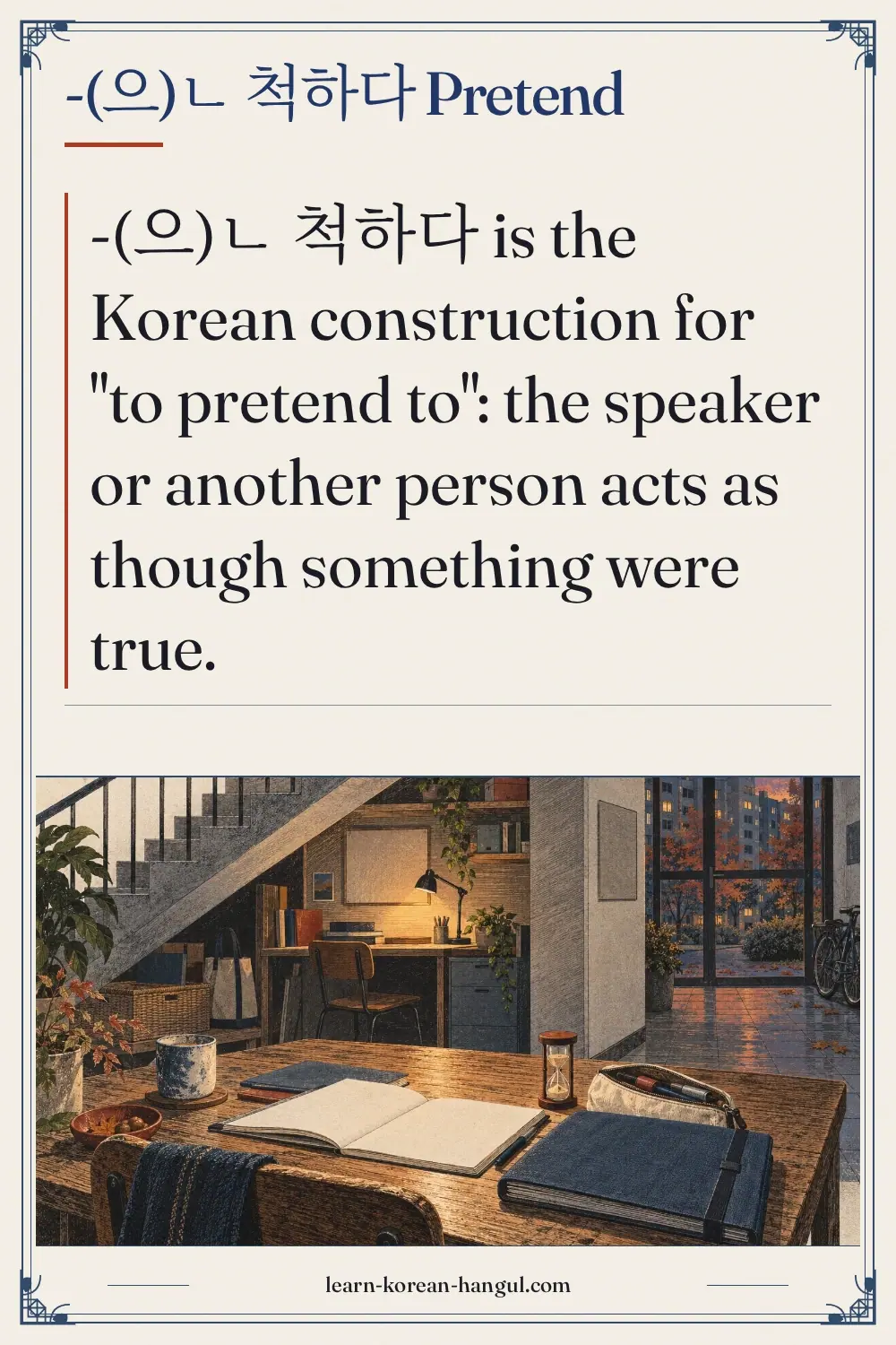 -(으)ㄴ 척하다 pretend