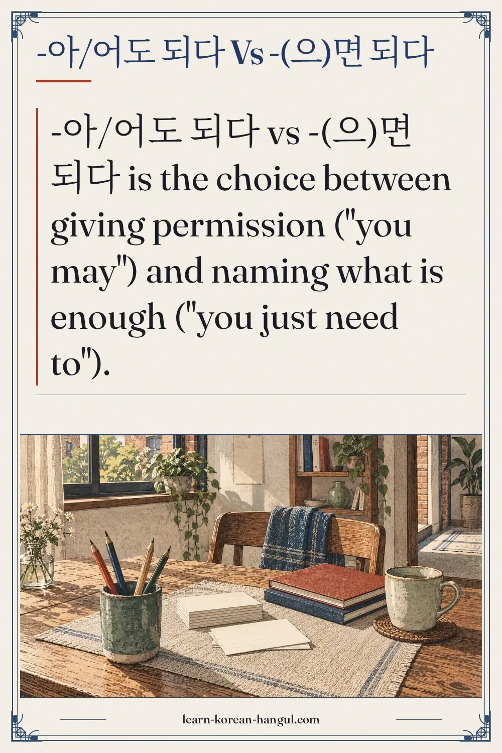 -아/어도 되다 vs -(으)면 되다