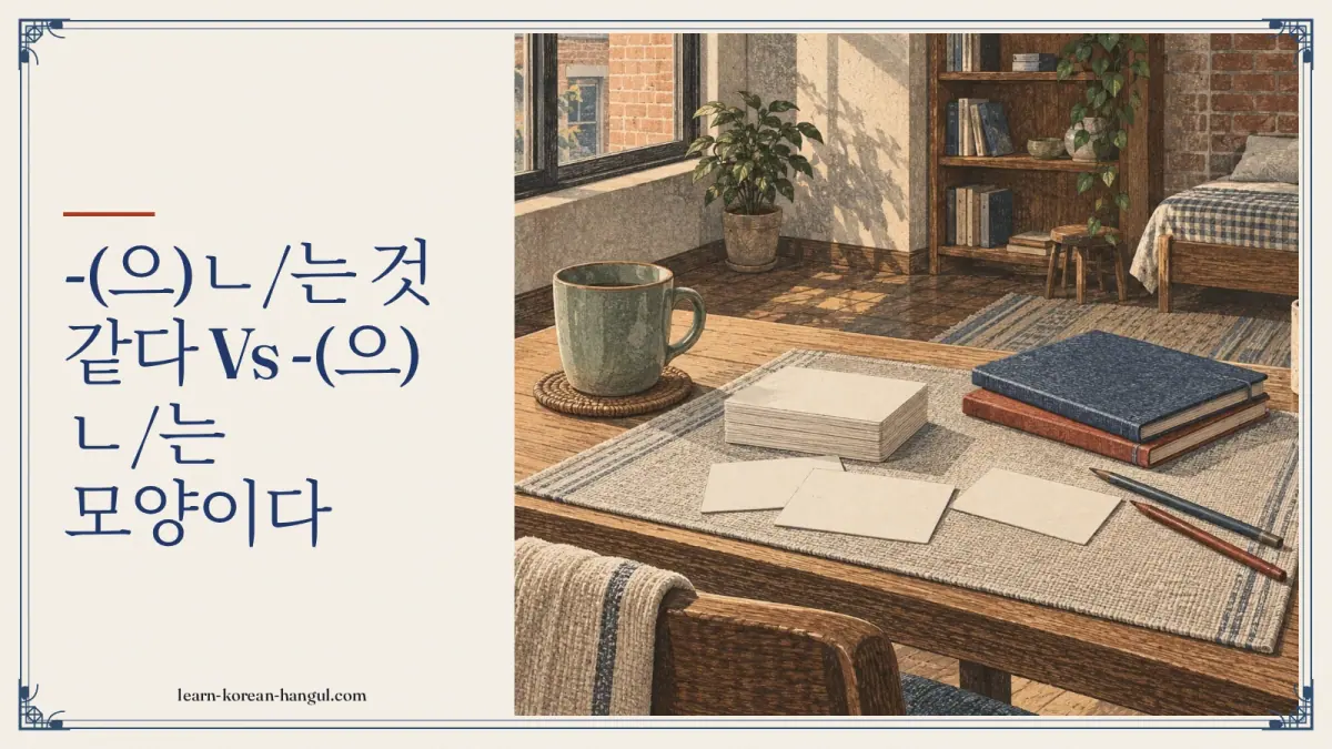 -(으)ㄴ/는 것 같다 vs -(으)ㄴ/는 모양이다