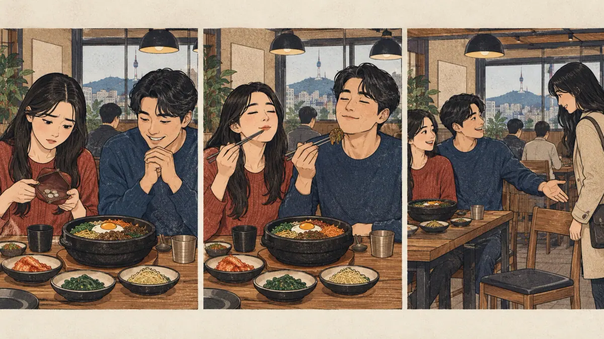 Three restaurant scenes show expense versus good food, a mild comment, and an invitation to join.