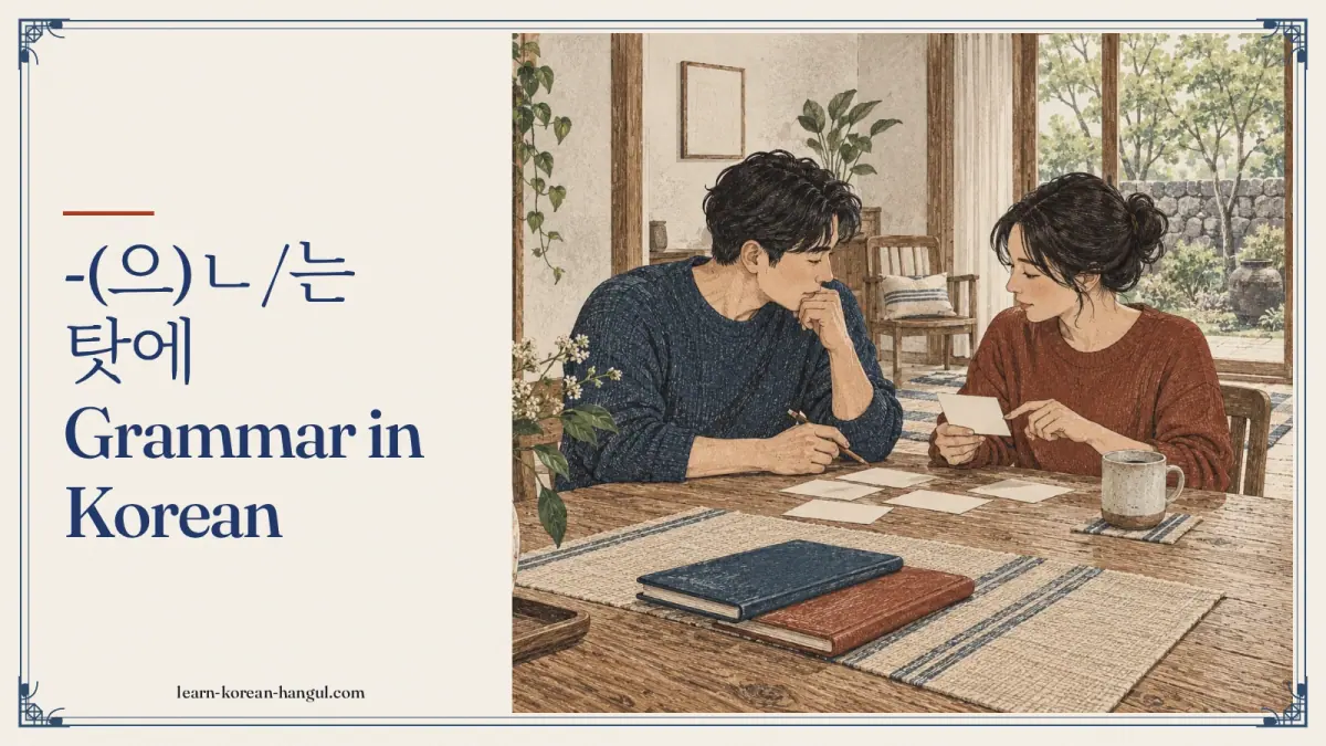 -(으)ㄴ/는 탓에 grammar in Korean