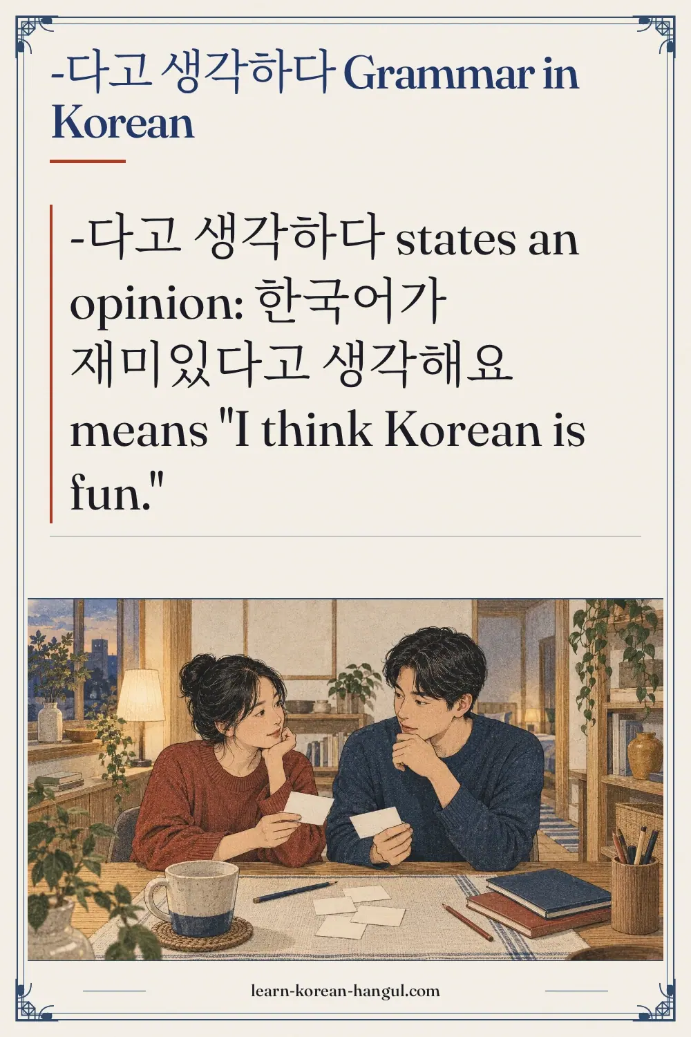 -다고 생각하다 grammar in Korean