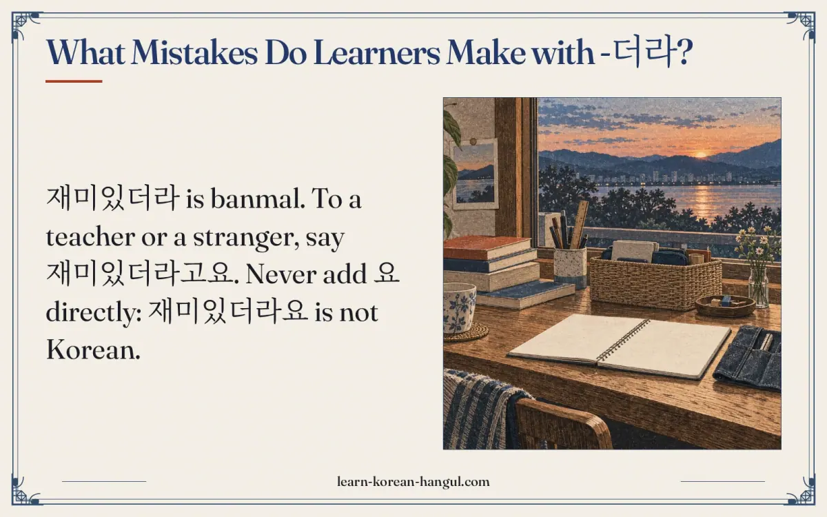 What mistakes do learners make with -더라?