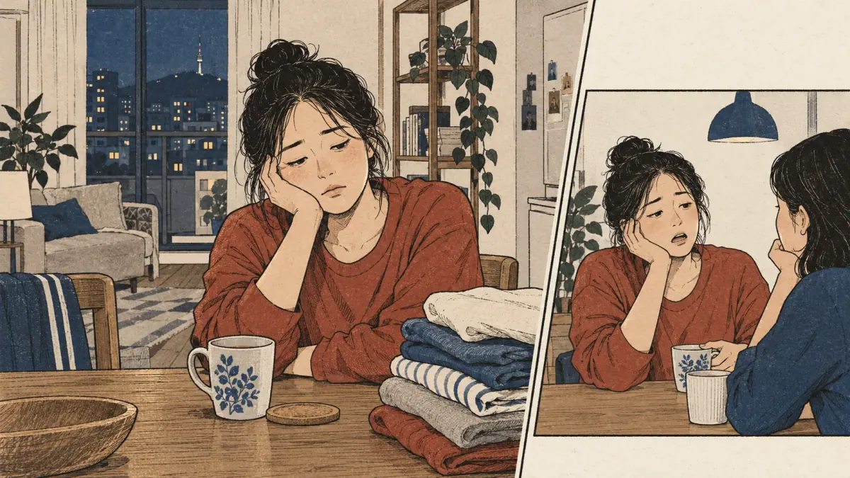 An adult notices unexpected tiredness and later tells a friend about the discovered state.