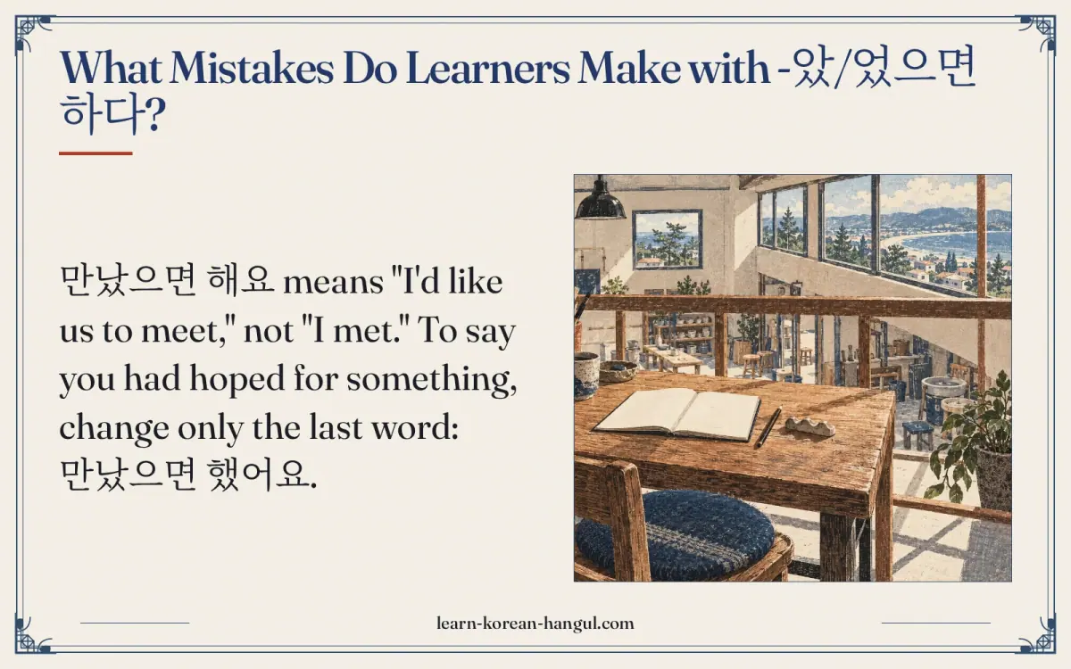 What mistakes do learners make with -았/었으면 하다?