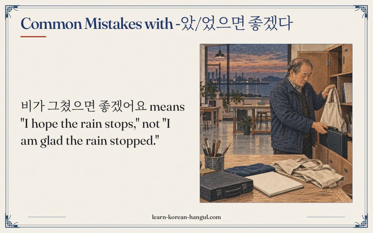 Common mistakes with -았/었으면 좋겠다