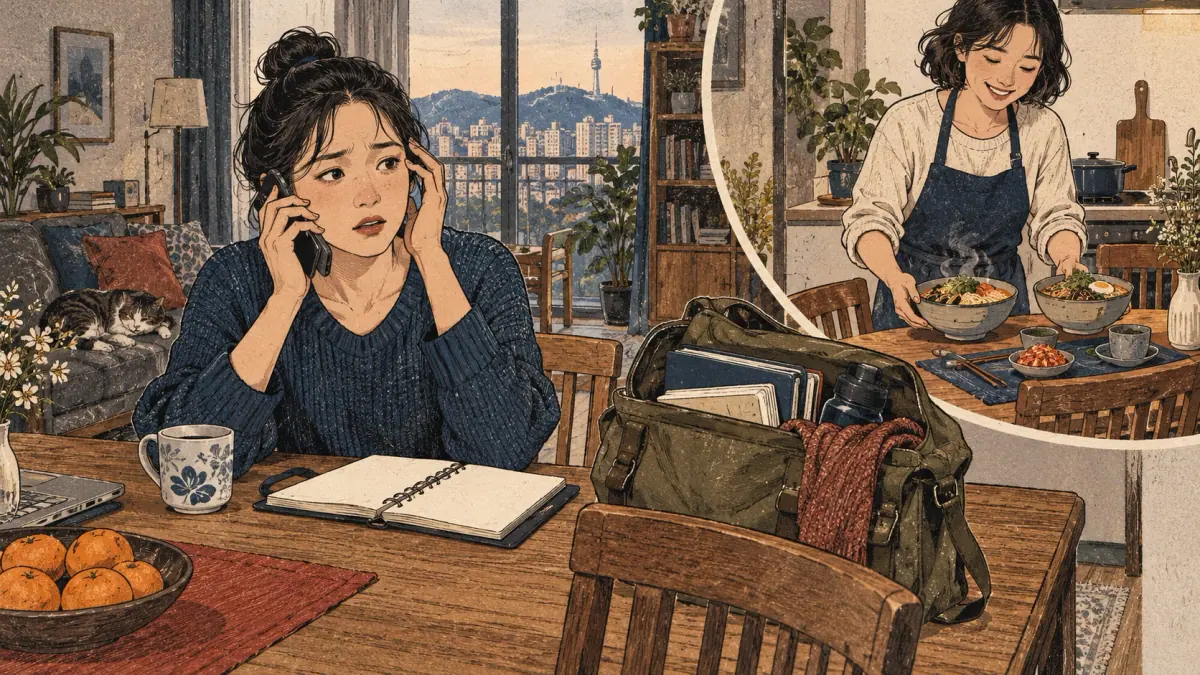 A learner discussing an uncertain plan by phone.