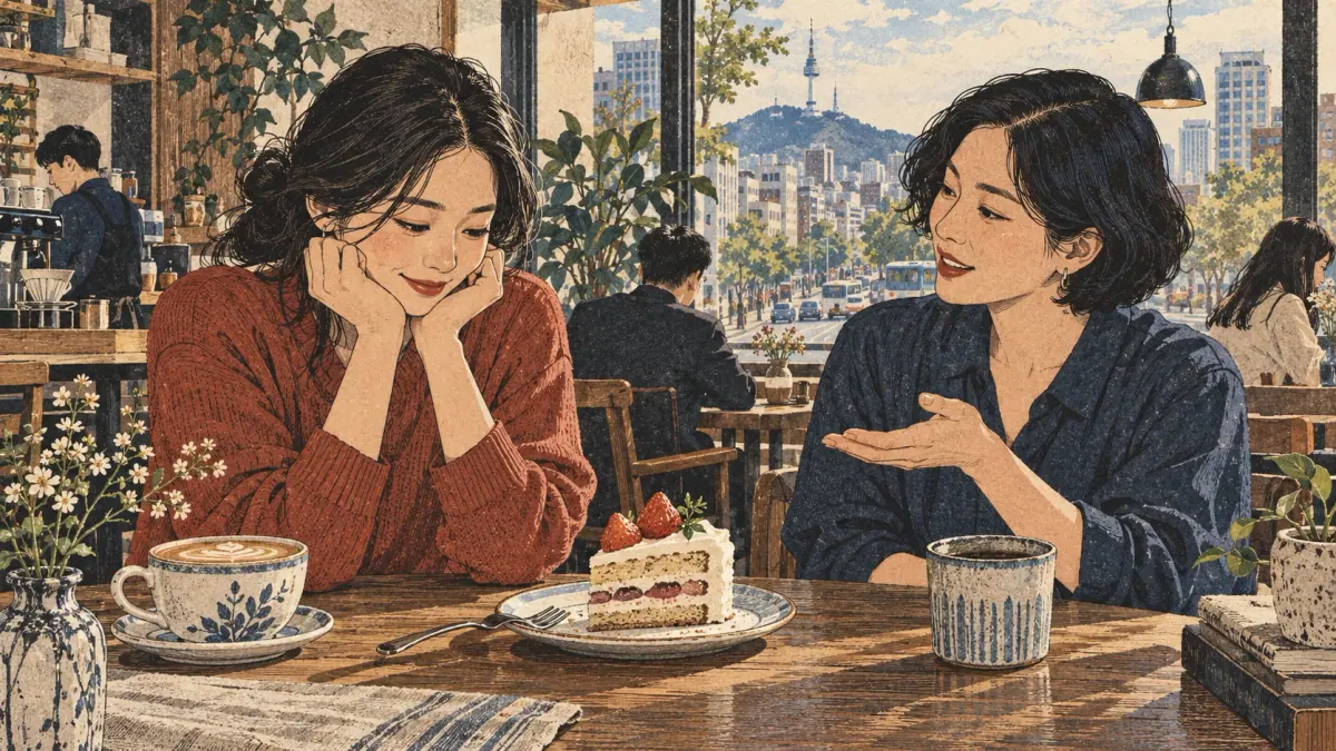A café guest guesses how an untouched cake will taste.