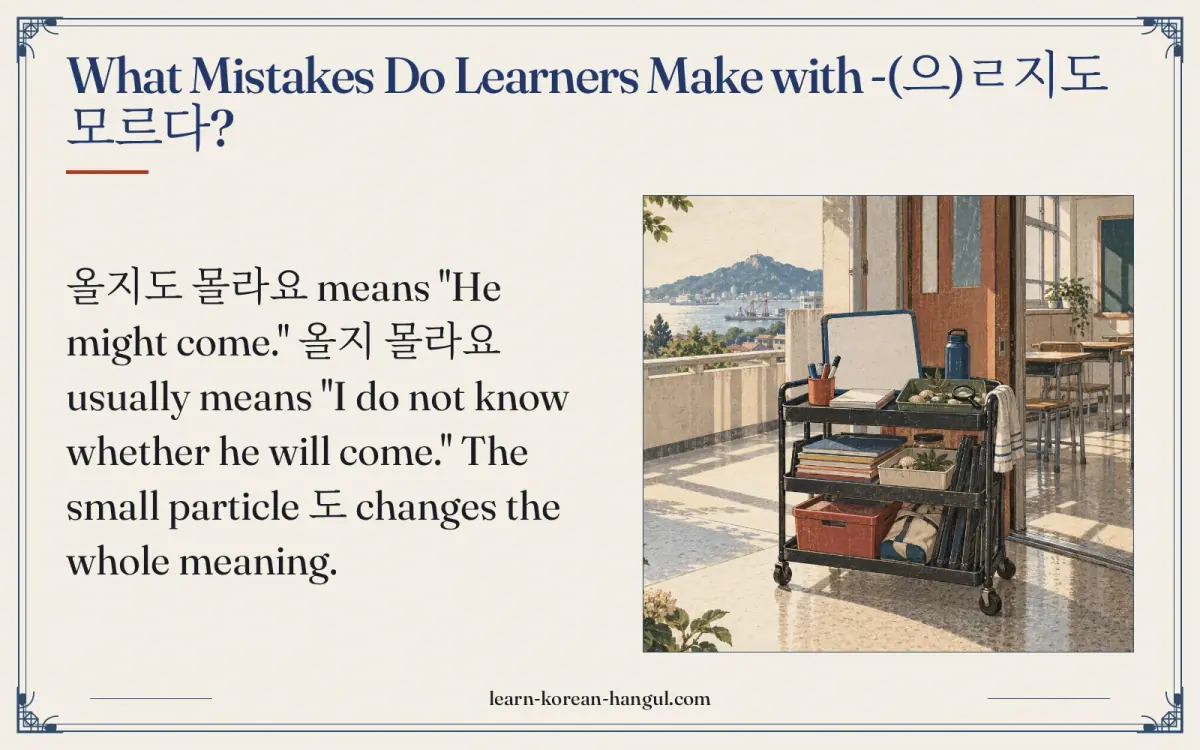 What mistakes do learners make with -(으)ㄹ지도 모르다?