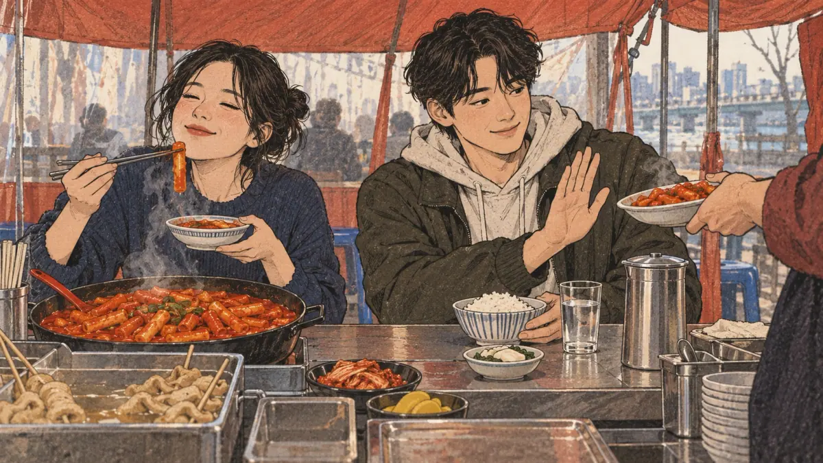 One friend enjoys spicy food while the other declines it.