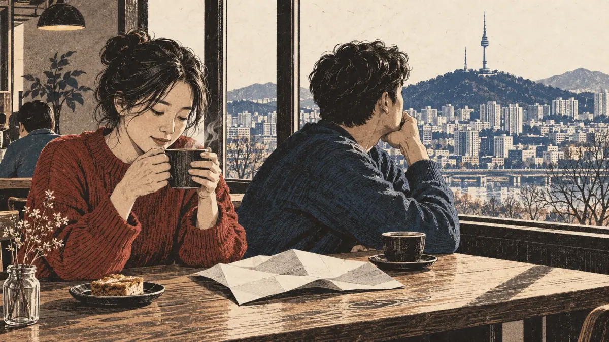 Learners in a Seoul café wish to travel and drink coffee.