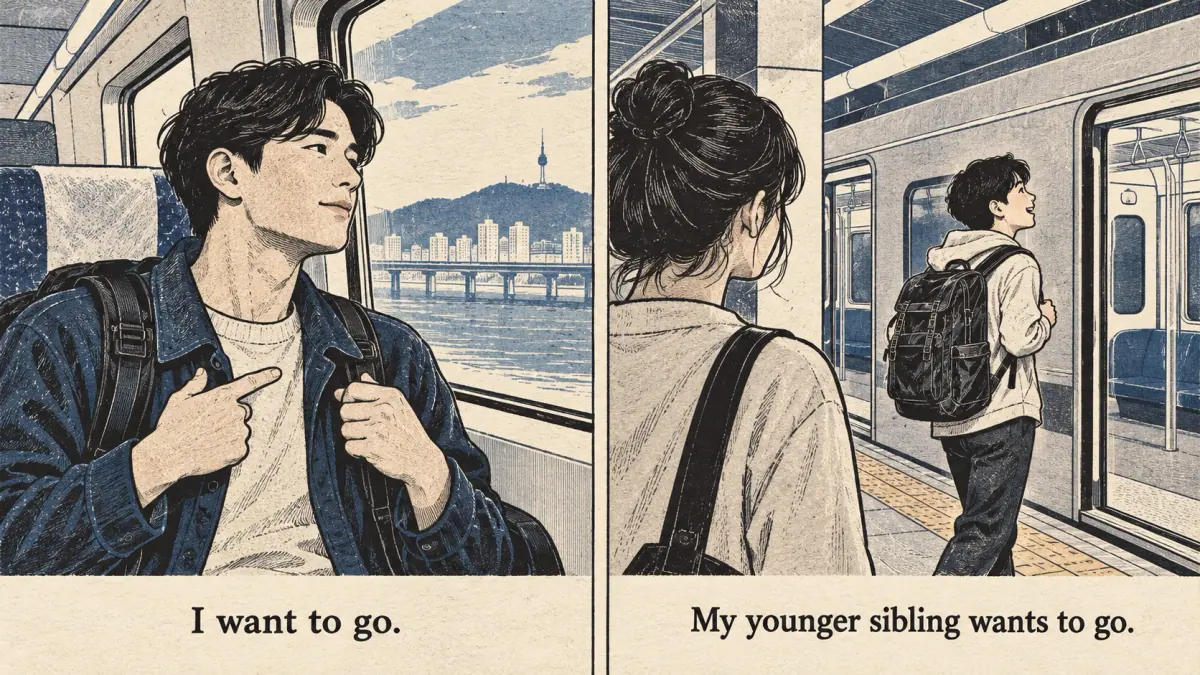 Two subway scenes contrast your own wish with a younger sibling's observed wish.