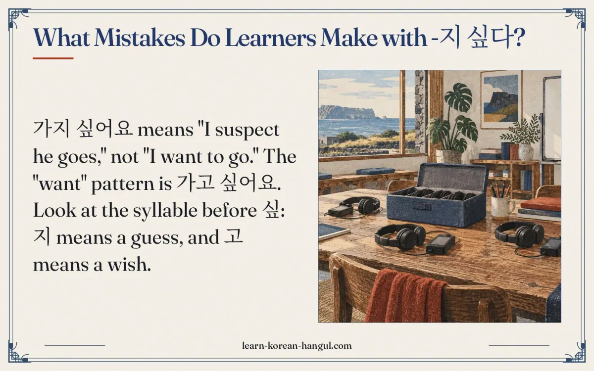 What mistakes do learners make with -지 싶다?