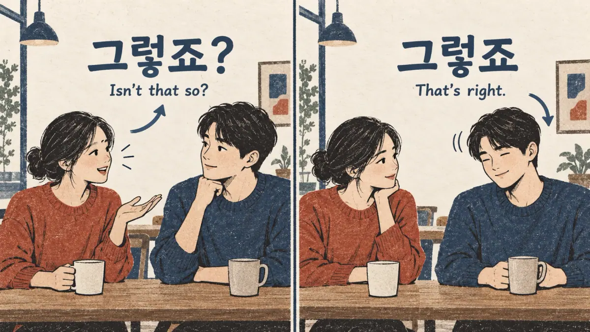 그렇죠? asks for agreement; 그렇죠 states agreement.