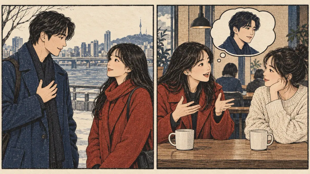 Minsu tells a woman he likes her; she later reports his words to a friend.