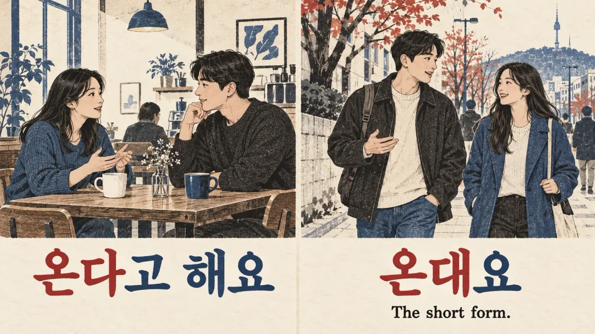 온다고 해요 and 온대요 appear over careful and casual conversations.