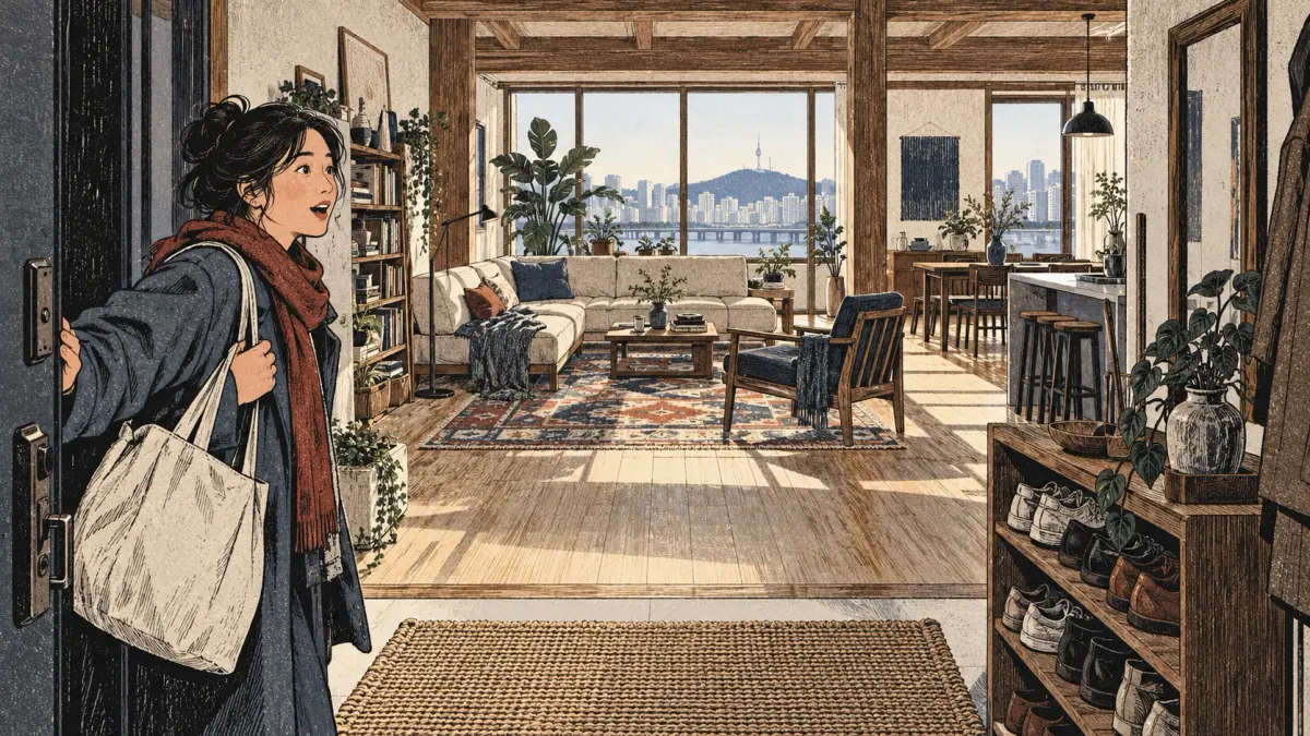 A guest notices that a friend's apartment is very spacious.