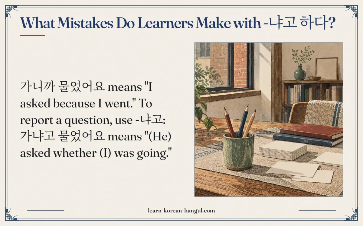 What mistakes do learners make with -냐고 하다?