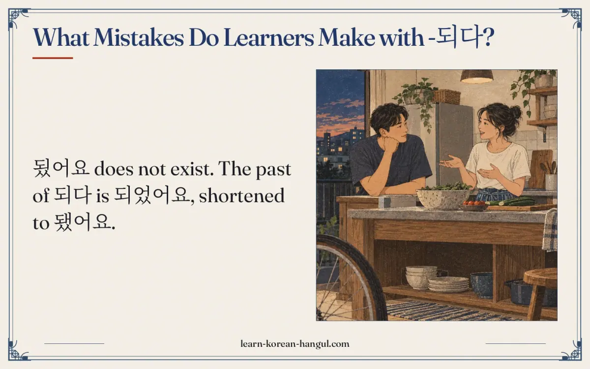 What mistakes do learners make with -되다?