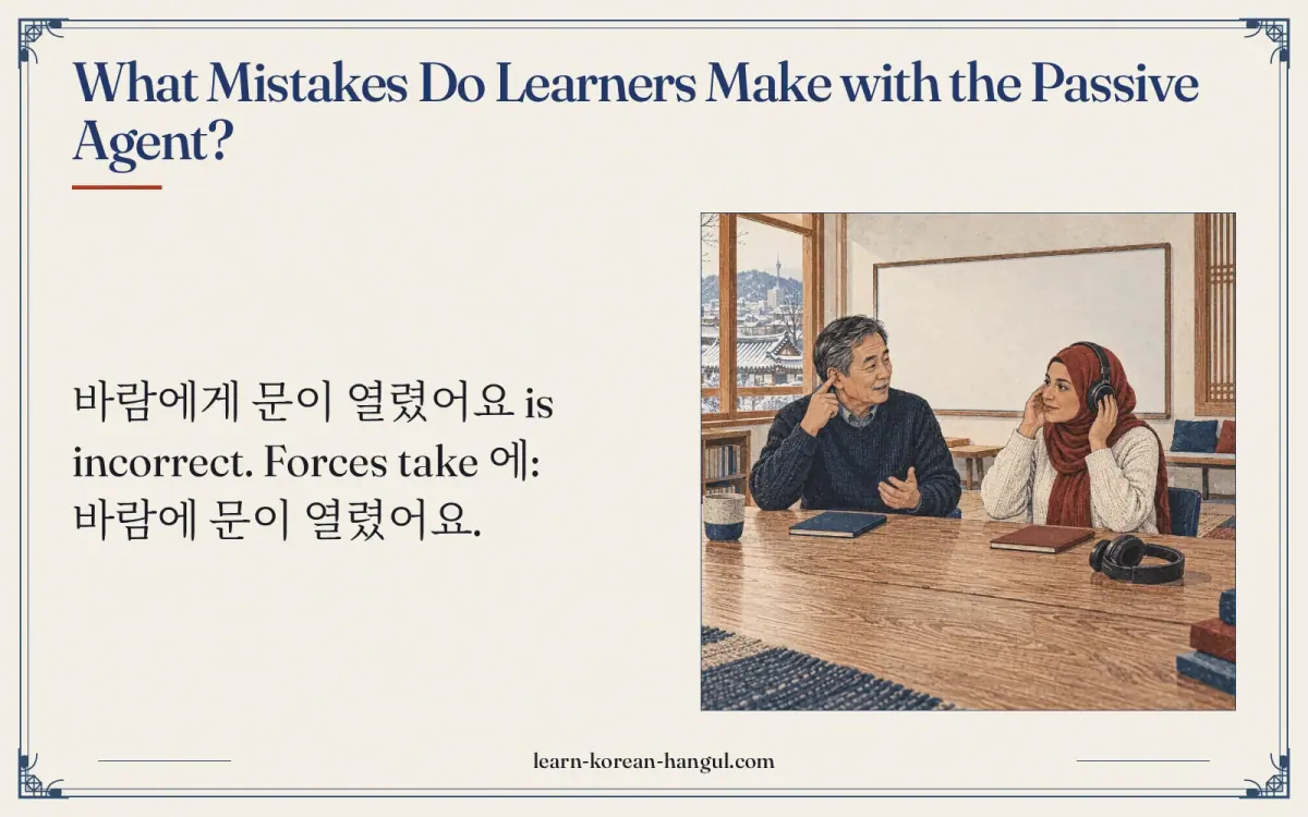 What mistakes do learners make with the passive agent?