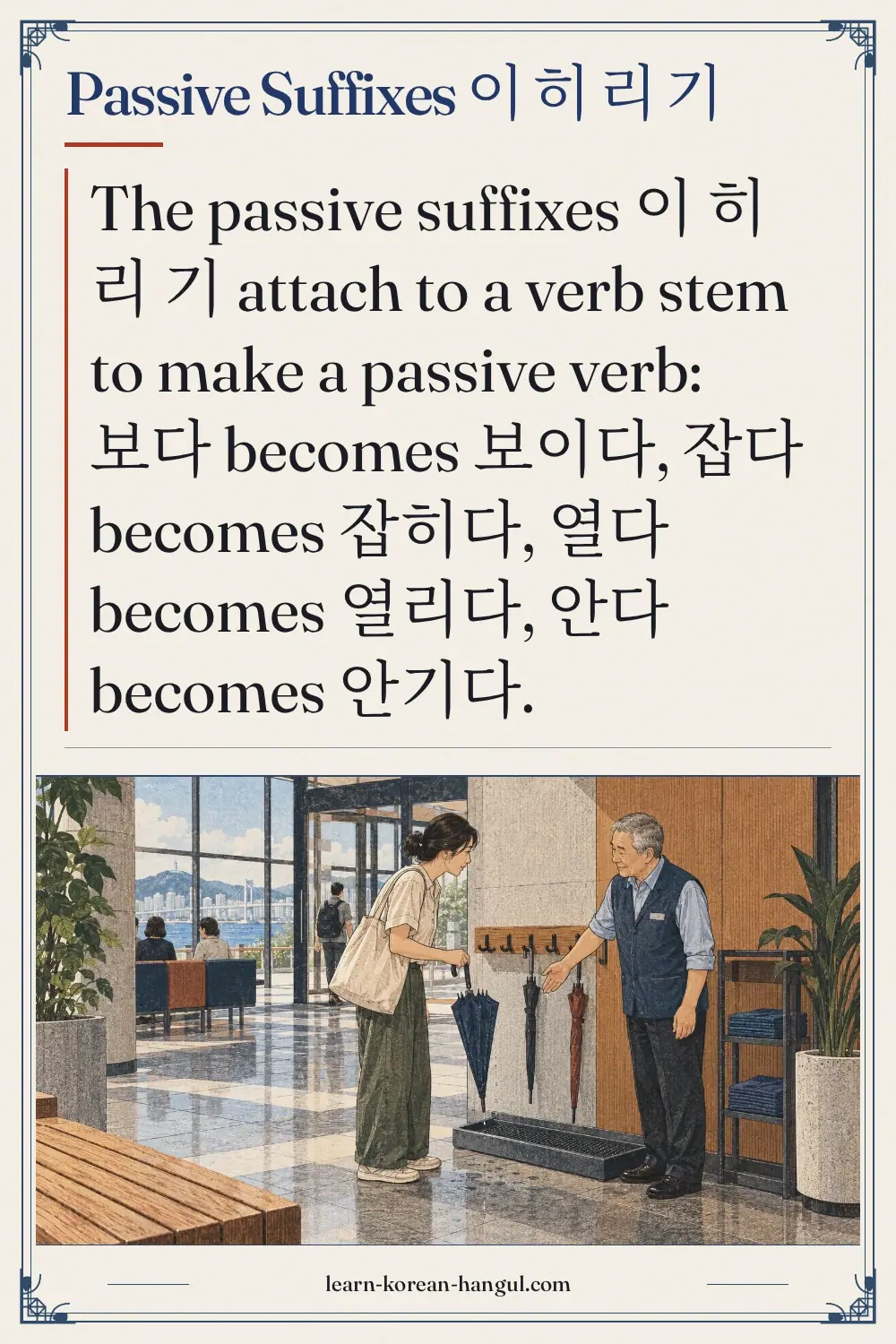 Passive suffixes 이 히 리 기