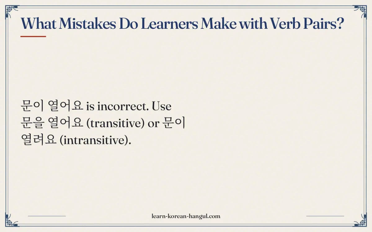 What mistakes do learners make with verb pairs?