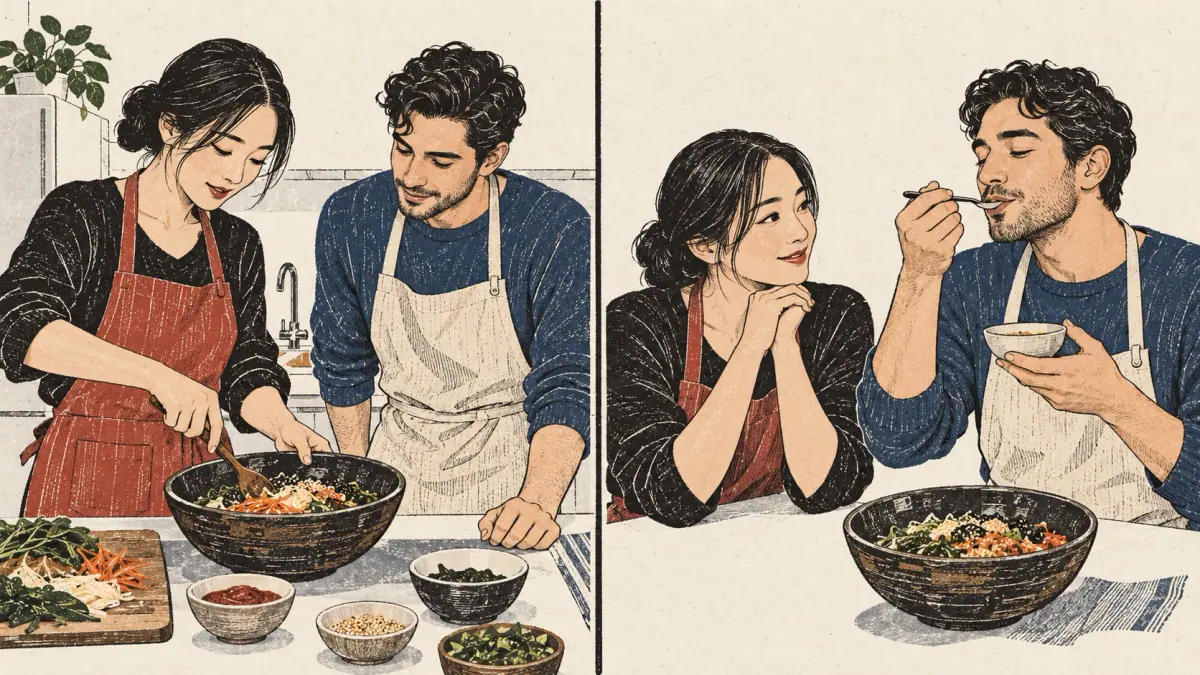 Cooking instructions and tasting a dish contrast method and opinion questions.