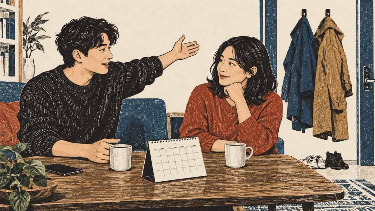 Two friends consider a plan to go out together, illustrating the suggestion use.