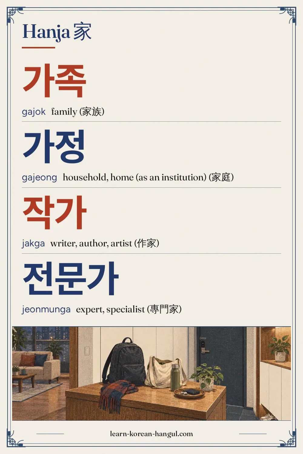 가족 · gajok · family (家族) · Hanja 家