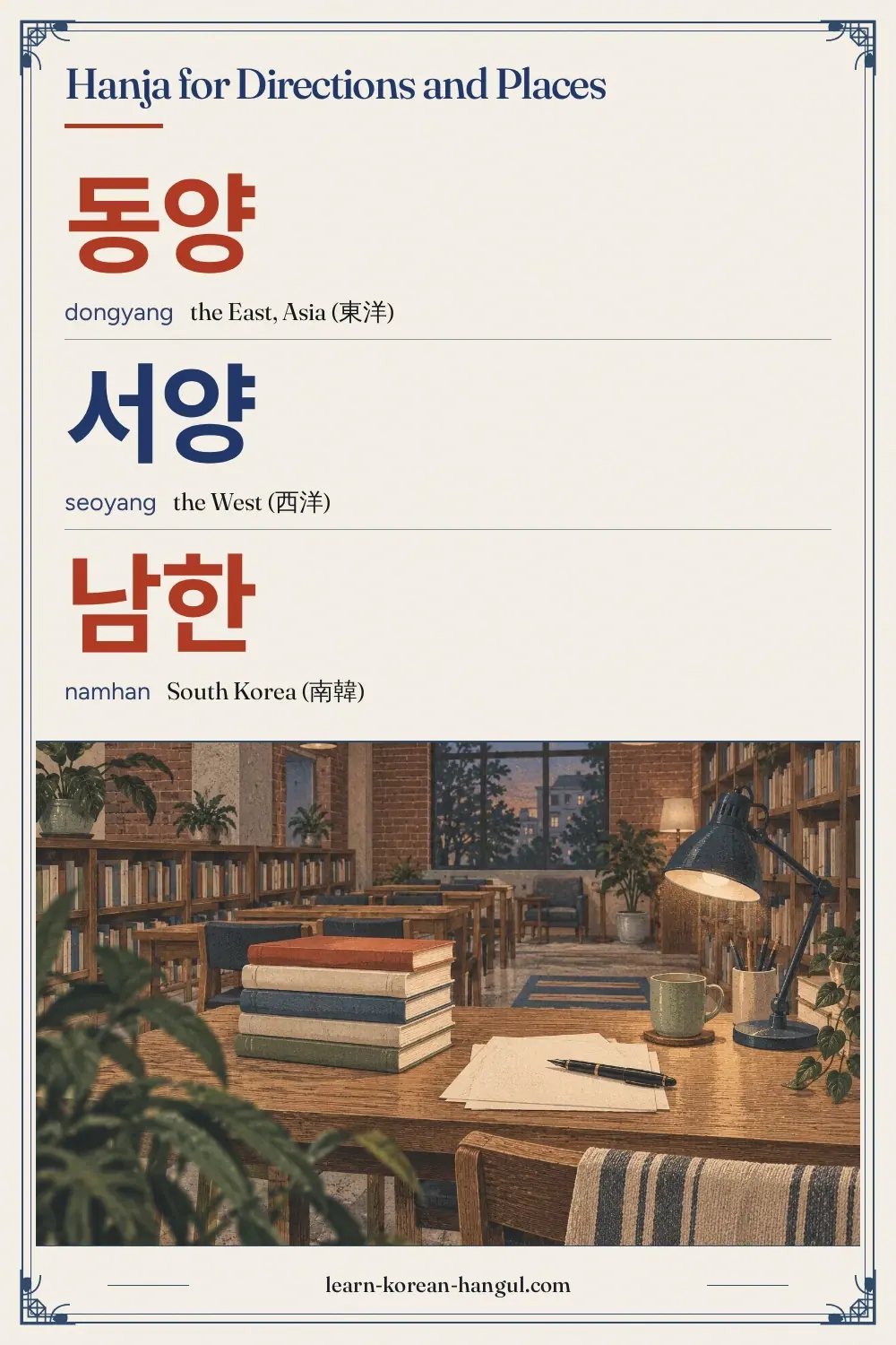 동양 · dongyang · the East, Asia (東洋) · Hanja for Directions and Places