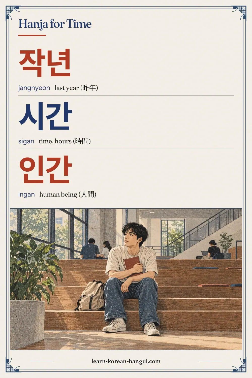 작년 · jangnyeon · last year (昨年) · Hanja for time
