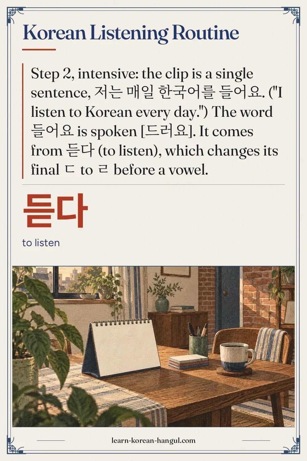 듣다 · to listen · Korean Listening Routine