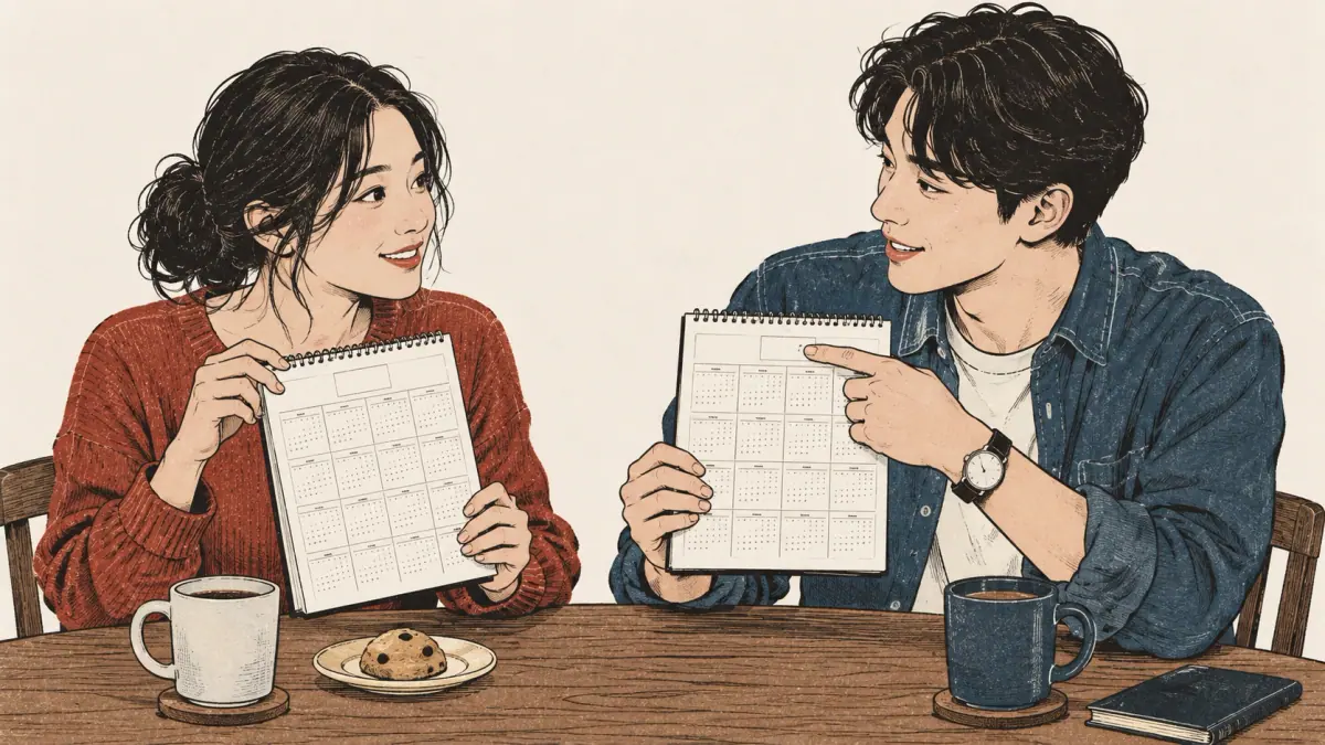 New acquaintances compare birthday calendars to clarify their birth year.