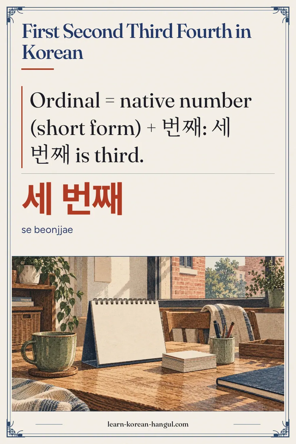 세 번째 · se beonjjae · First Second Third Fourth in Korean