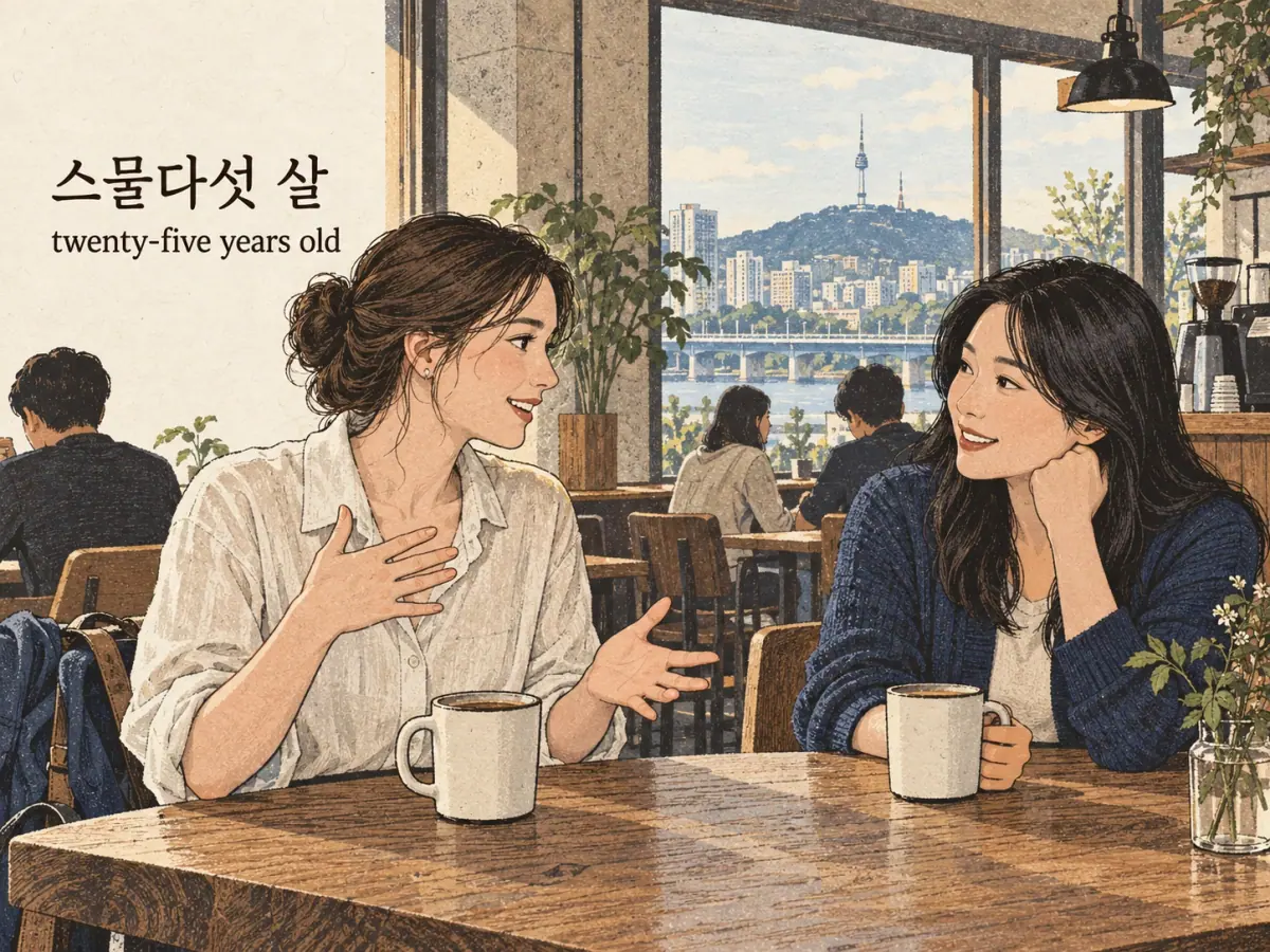 Labelled teaching scene: 스물다섯 살.