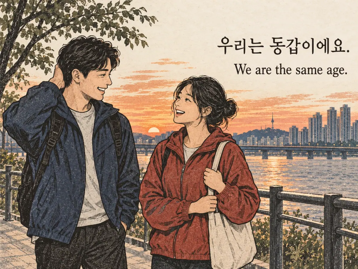 Labelled teaching scene: 우리는 동갑이에요..