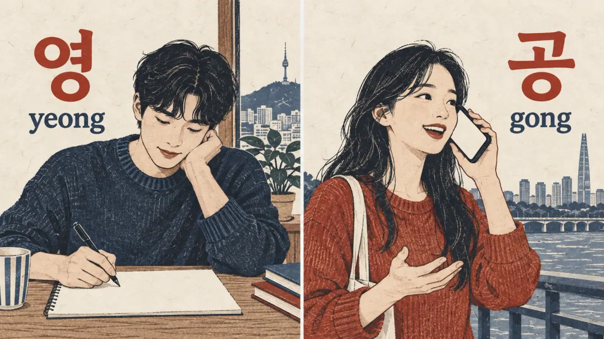 Learners show zero in maths and phone calls: 영 (yeong) and 공 (gong).