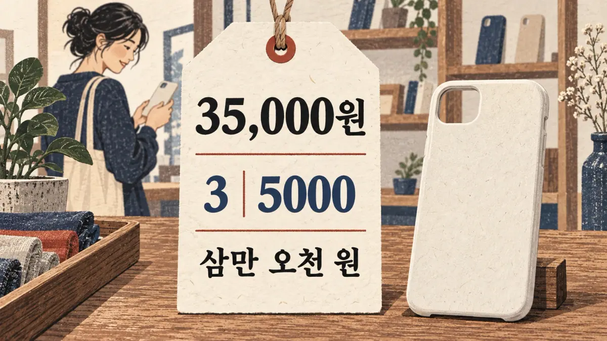Price tag groups: 35,000원, 3 | 5000, 삼만 오천 원.