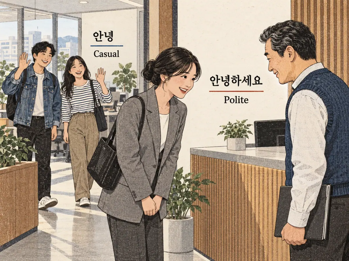 Labelled teaching scene: 안녕하세요; 안녕.