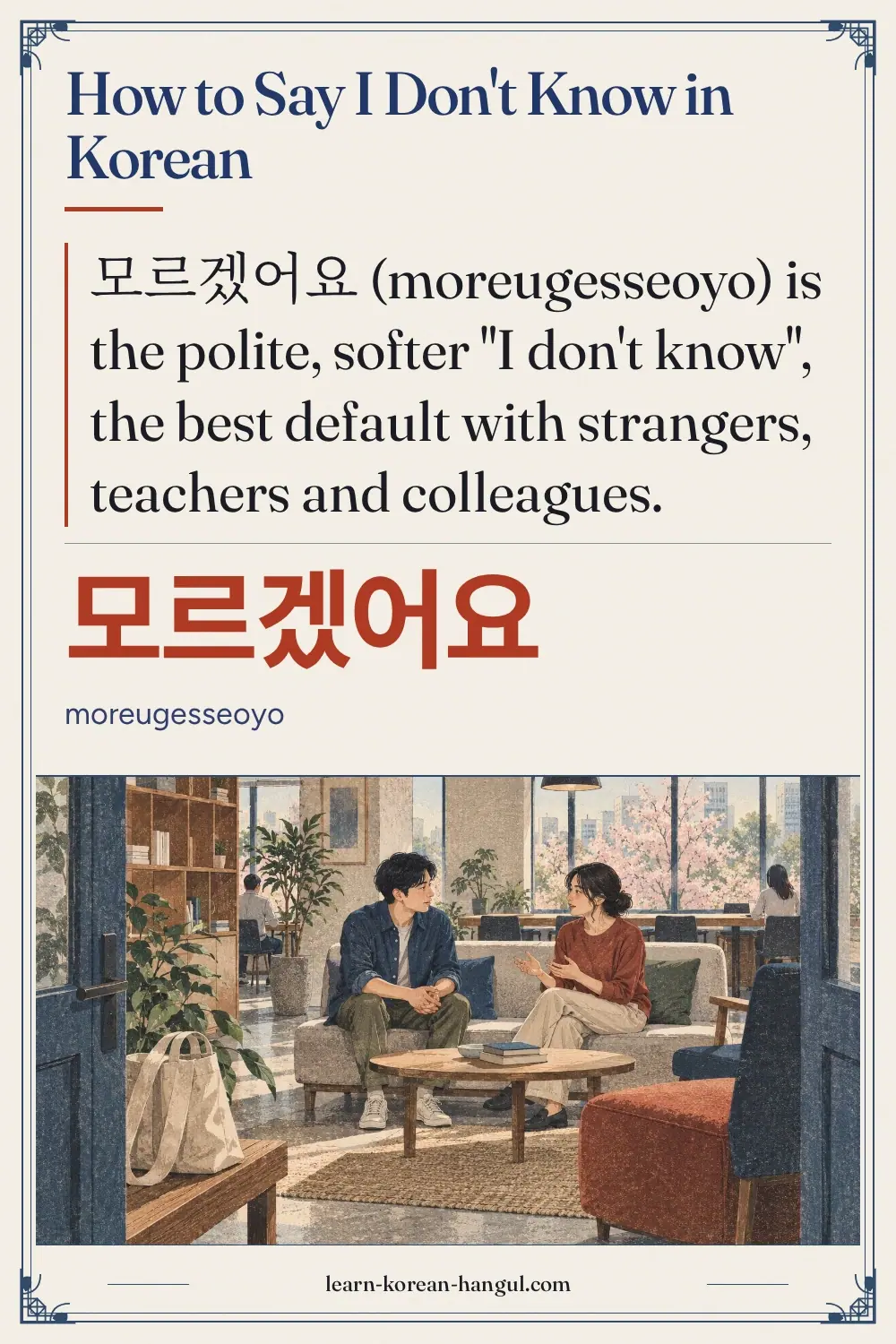모르겠어요 · moreugesseoyo · How to Say I Don't Know in Korean