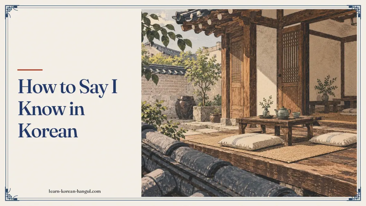 How to Say I Know in Korean