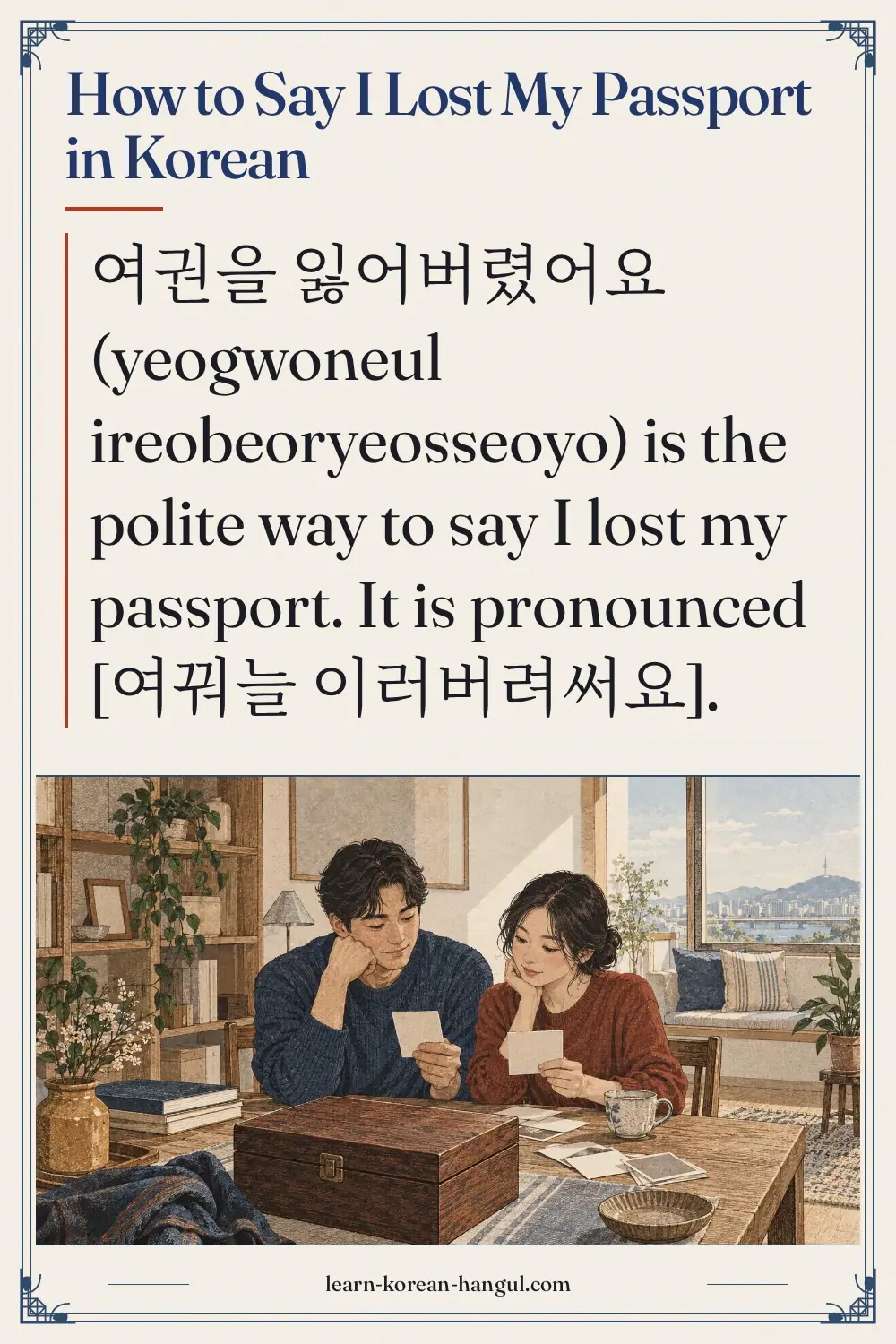 How to Say I Lost My Passport in Korean
