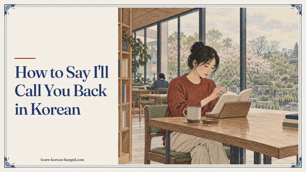 How to Say I'll Call You Back in Korean