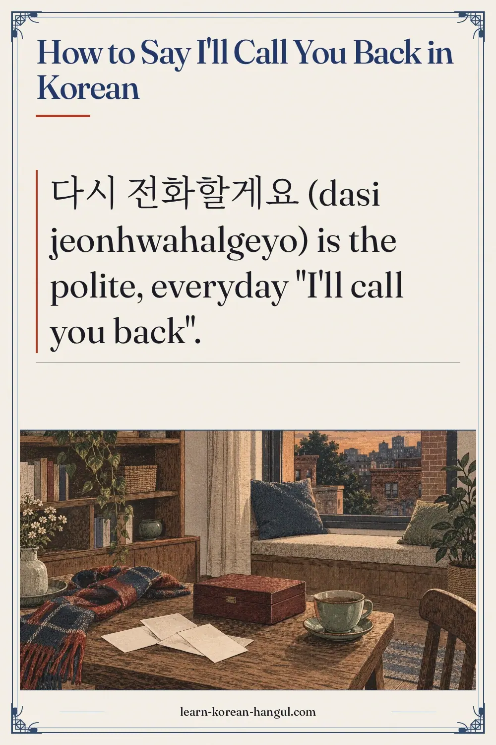 How to Say I'll Call You Back in Korean