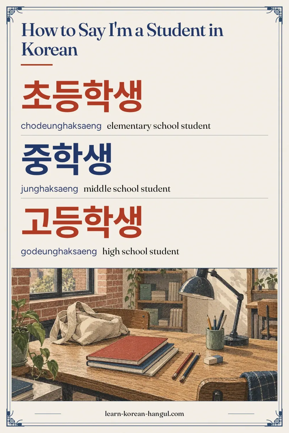 초등학생 · chodeunghaksaeng · elementary school student · How to Say I'm a Student in Korean