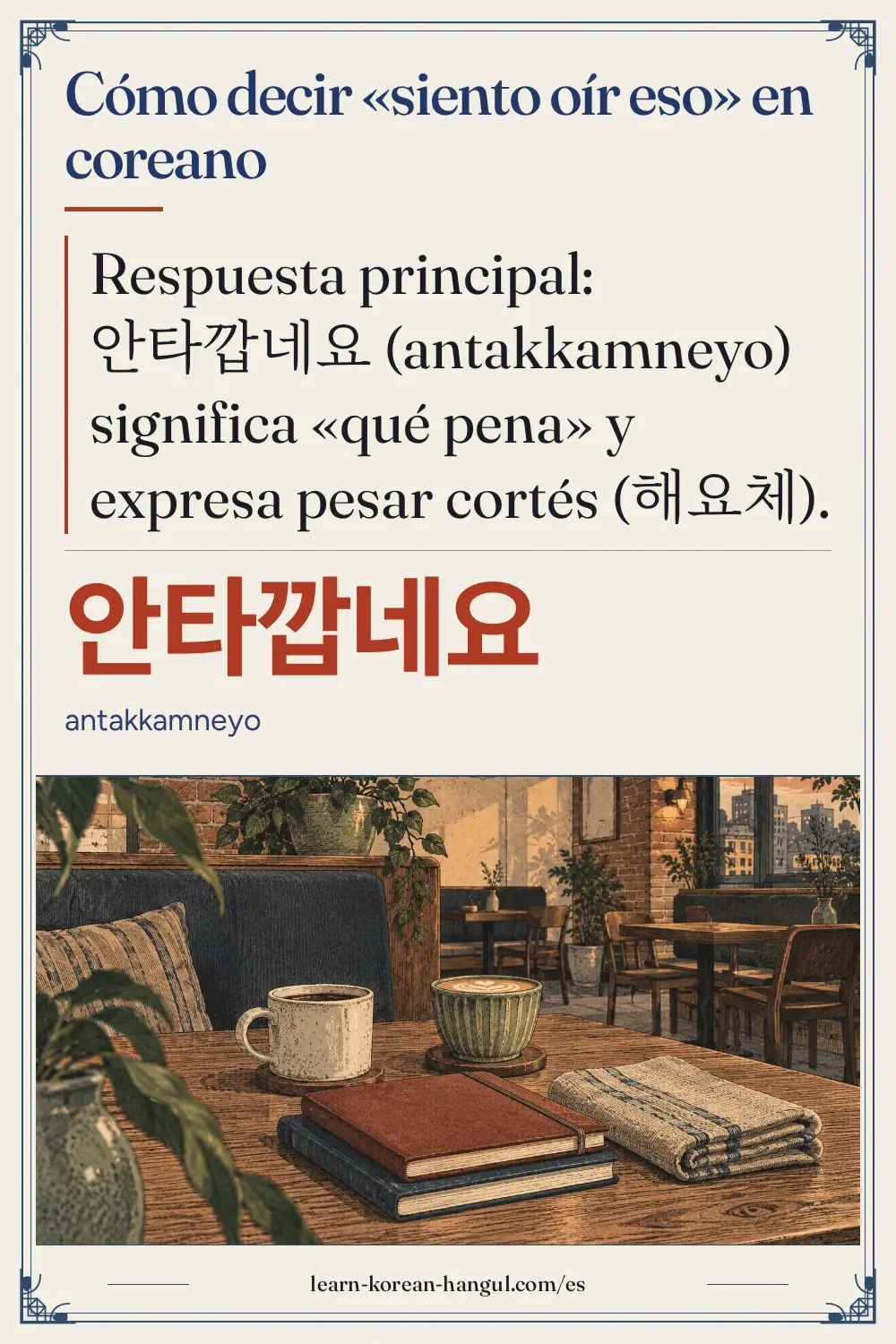 안타깝네요 · antakkamneyo · Cómo decir «siento oír eso» en coreano