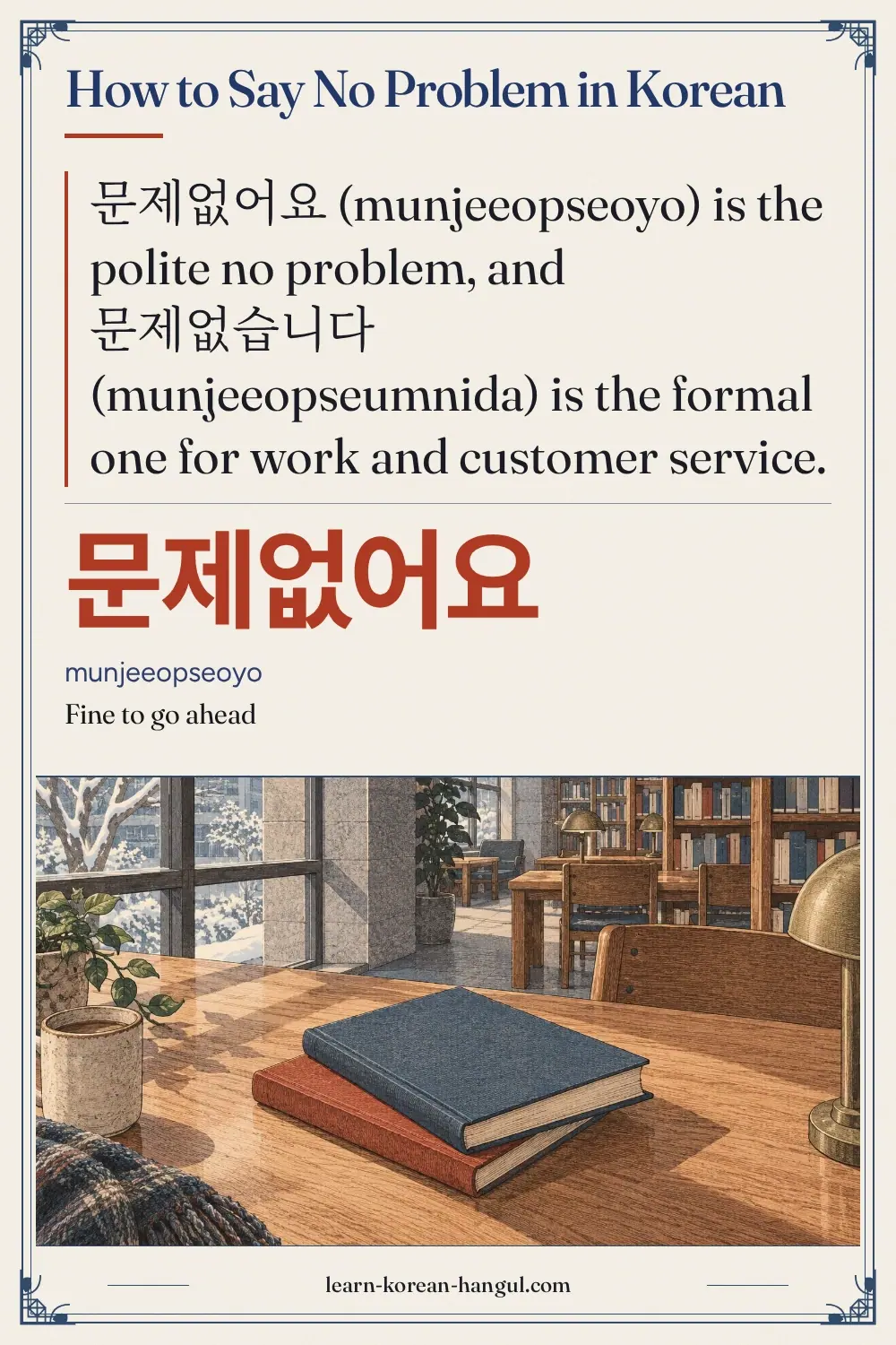 문제없어요 · munjeeopseoyo · Fine to go ahead · How to Say No Problem in Korean