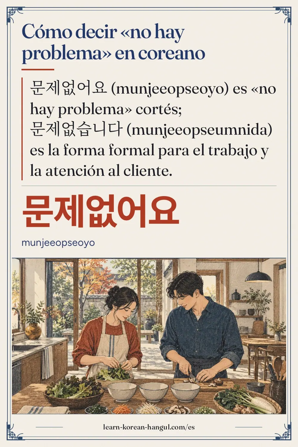 문제없어요 · munjeeopseoyo · Cómo decir «no hay problema» en coreano