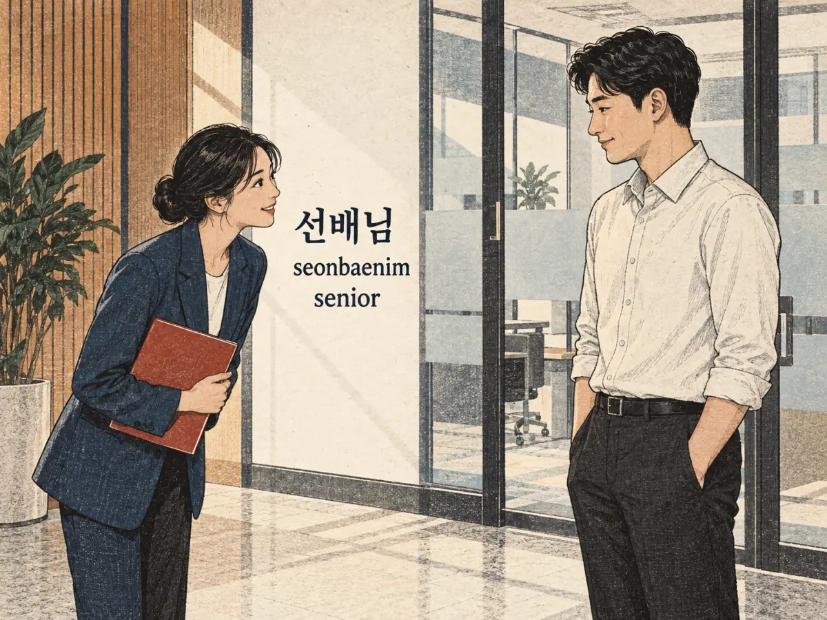 Labelled teaching scene: 선배님 (seonbaenim).